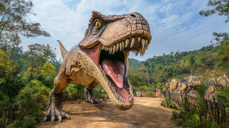 The unique dinosaur-themed attractions at Phu Wiang Dinosaur Park, a fun destination for families and history buffs alike.の素材