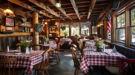 A charming family-owned restaurant in the North, filled with rustic decor and a menu featuring local specialties.の素材