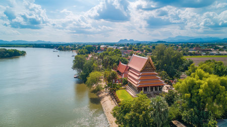 A peaceful day trip to the Mekong riverside town of Nong Khai, where history and nature blend harmoniously.の素材