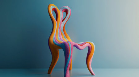 A tall cartoon chair with a twisted backrest, designed to look like it belongs in a fairy tale.の素材