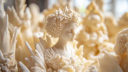 Close-up of beautifully crafted sugar figurines, each one more intricate than the last, perfect for celebrating special occasions.の素材