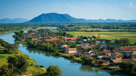 The Tha Bo District in Nong Khai, known for its beautiful countryside and traditional Thai villages.の素材