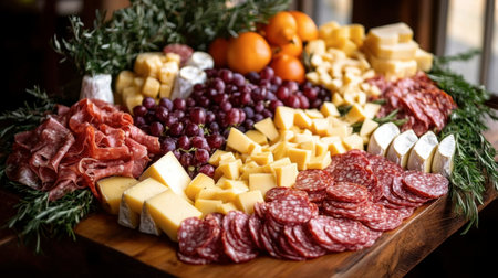 A vibrant display of artisanal Northern cheeses and charcuterie, perfect for a gathering or special occasion.の素材