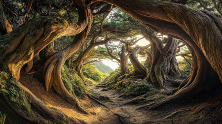 The ancient cedar trees of Yakushima Island, a UNESCO World Heritage site known for its mystical forests.の素材