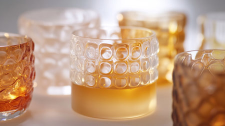 A close-up of textured glassware with raised, tactile designs that offer a new way to interact with your drink.の素材