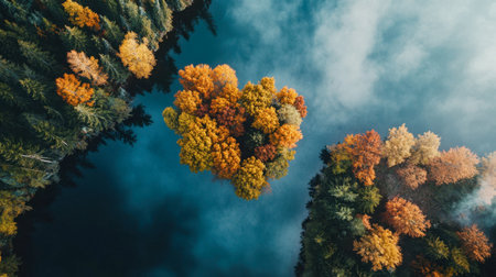 A drone aerial view of Swift Lake, capturing the vastness of the water and surrounding forests from high above.の素材