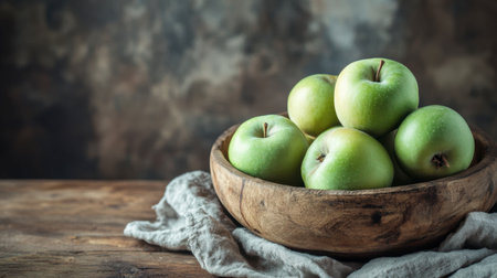 A wooden bowl filled with custard apples, showcasing their natural beauty against a rustic backdrop.の素材