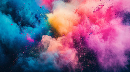 Experience a stunning explosion of vibrant colors in this abstract artwork. Perfect for creative projects, this image showcases dynamic hues and artistic beauty.の素材