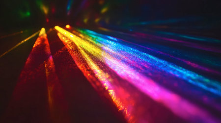 Experience a breathtaking display of colorful light rays radiating in an abstract pattern. This vibrant imagery captures the beauty and energy of illumination, perfect for artistic projects.の素材