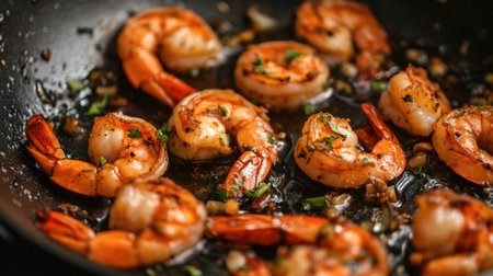 Juicy shrimp are perfectly sautの素材