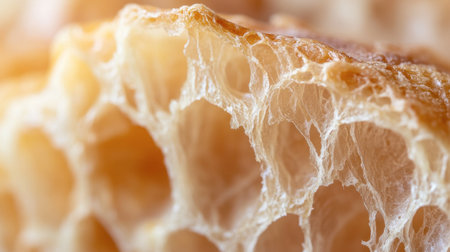 Captivating close-up view of honeycomb structure showcasing intricate patterns and textures, perfect for food-related themes and natural designs.の素材