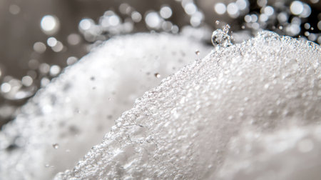 Closeup image showcasing bubbles forming in clear water, highlighting their texture and movement with a dreamy, blurred background, perfect for nature-related themes.の素材