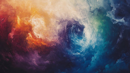 This abstract art piece showcases a vibrant swirl of blue and orange tones, highlighting dynamic textures and dramatic contrasts that evoke a sense of energy and motion.の素材