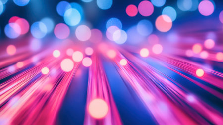 A stunning colorful bokeh background featuring vibrant light trails. This abstract image captures depth and energy, perfect for festive designs.の素材