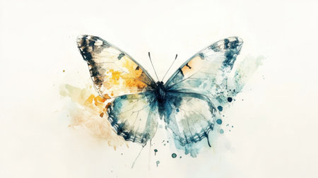 This stunning abstract butterfly illustration showcases a beautiful blend of delicate colors and watercolor effects, perfect for artistic projects and decor.の素材