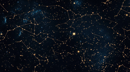 A breathtaking view of the night sky filled with stars and constellations, capturing the beauty and mystery of the cosmos in a dark celestial expanse.の素材