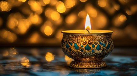 A beautifully crafted candle emits a warm and inviting glow, perfect for creating a cozy atmosphere in any setting. Ideal for relaxation and meditation.の素材