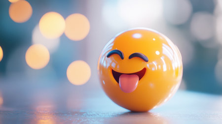 This vibrant yellow emoji with a playful expression brings joy and fun to any scene. Perfect for creative projects that need a cheerful touch.の素材