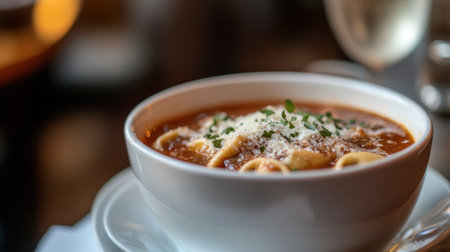 A warm bowl of pasta featuring rich tomato sauce and a sprinkle of cheese. Perfect for a cozy meal, this dish highlights fresh ingredients and delicious flavors.の素材