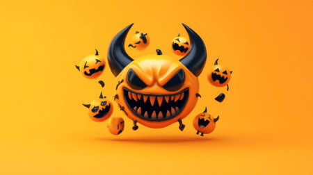 Colorful Halloween-themed pumpkin monsters with playful and mischievous expressions, perfect for festive decorations and seasonal events.の素材