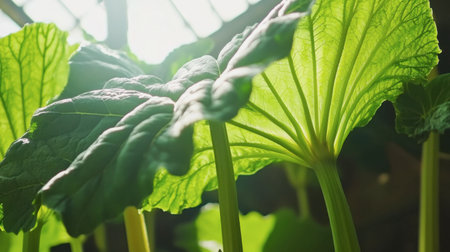This image showcases lush green leaves illuminated by sunlight, capturing the essence of nature's beauty and vitality. Perfect for themes of growth and wellness.の素材