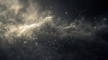 Explore the enchanting beauty of ethereal dust particles floating in dim light, creating a magical atmosphere filled with soft shimmer and elegance.の素材