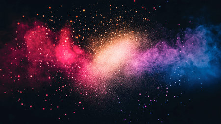 An imaginative cosmic dust background showcasing vibrant colors and sparkling particles, perfect for creative projects, digital art, and abstract designs.の素材