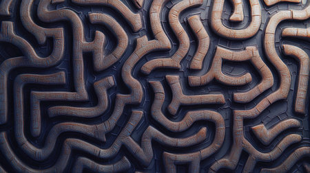 Explore this abstract maze pattern featuring intricate shapes and curves. Ideal for projects requiring a creative and modern visual aesthetic.の素材