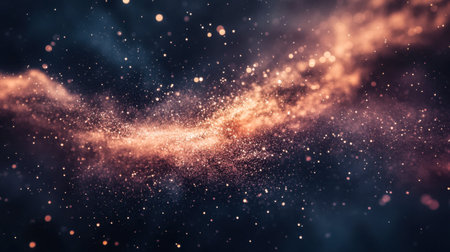 Discover a breathtaking cosmic scene filled with shimmering dust and vibrant stars against a deep space backdrop, evoking feelings of wonder and exploration.の素材