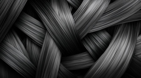 A detailed, textured black braided background ideal for creative projects. The smooth lines and abstract design add sophistication and depth to any visual composition.の素材