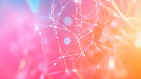 A vibrant abstract background showcasing colorful network connections with bright points of light and soft gradients, evoking a sense of innovation and technology.の素材
