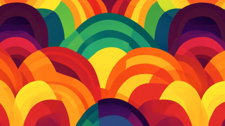 A vibrant and colorful abstract background featuring smooth rainbow waves. Perfect for a cheerful design project or creative artwork.の素材