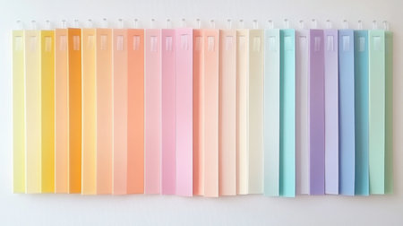 A vibrant array of paper samples showcasing various colors and shades, perfect for design projects, crafts, and creative inspiration. Ideal for backgrounds or visual displays.の素材