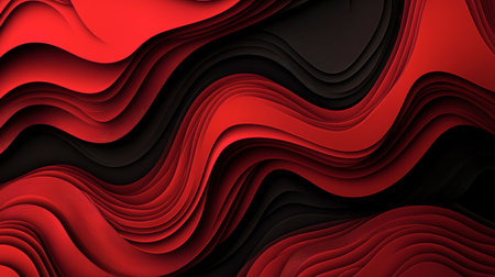 A captivating abstract design featuring wavy layers in red and black. This dynamic texture showcases elegant curves and smooth lines, perfect for modern decor.の素材