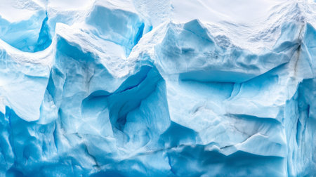 Abstract close-up of stunning blue ice texture showcasing the beauty of glacial formations. Perfect for nature-themed projects and backgrounds.の素材