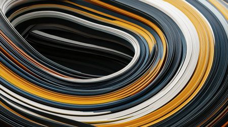 This abstract image features a colorful wave of curved lines, creating a dynamic and modern visual effect. Ideal for design and artistic projects.の素材