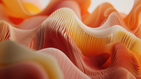 This image features abstract waves in warm tones, showcasing intricate textures and smooth curves that create a visually stunning composition ideal for artistic projects.の素材