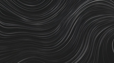 An abstract background featuring flowing lines on a dark surface, creating a smooth and elegant texture that embodies modern design aesthetics.の素材