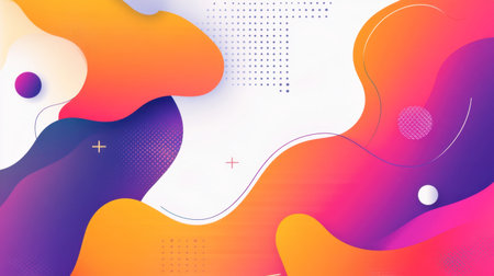 This vibrant abstract background features colorful shapes and smooth curves, making it ideal for creative projects, digital designs, and modern art applications.の素材