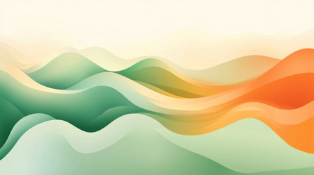This image features colorful abstract waves in soft tones, creating a serene and tranquil background. The smooth gradients and flowing lines evoke a sense of calm and beauty.の素材