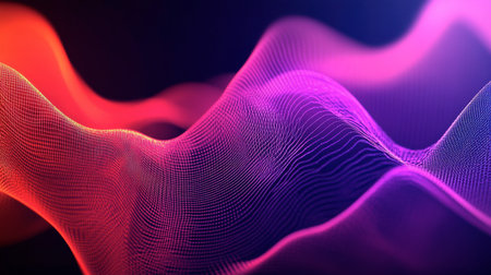Captivating abstract digital waves in vibrant colors create a mesmerizing visual experience, perfectly suited for backgrounds, designs, and creative projects.の素材