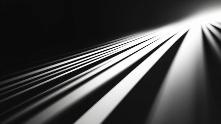 This abstract image features sleek lines illuminated by light against a dark background, creating a dynamic and modern visual effect. Ideal for design themes.の素材