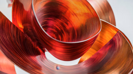This stunning image showcases elegant swirls of copper and crimson, capturing light and creating an intricate dance of color and texture. Ideal for artistic themes.の素材