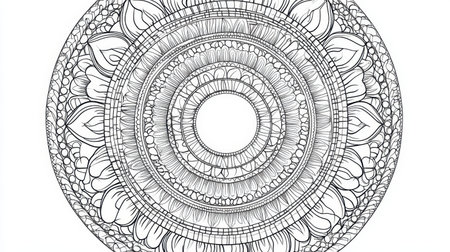 Explore this intricate mandala design featuring a detailed circular pattern. Ideal for relaxation and creative projects, this artwork promotes tranquility and inspiration.の素材