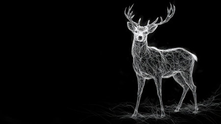 A captivating outline of a deer against a black background, showcasing elegance and tranquility. Perfect for nature lovers and artistic themes.の素材