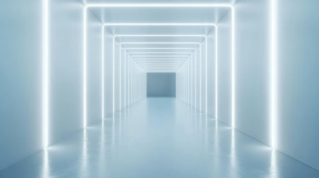 A modern abstract tunnel featuring soft glowing lights, designed to evoke a sense of tranquility and futurism. Perfect for various creative projects.の素材