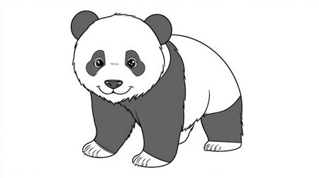 This cute cartoon panda illustration features a friendly bear design. Perfect for childrenの素材