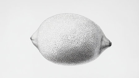A detailed view of a lemon showcasing its unique texture against a simple white background. Ideal for food-related themes or health concepts.の素材