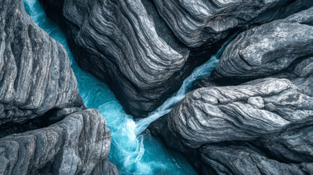 A dramatic close-up of the jagged rock formations in the Gorges du Verdon, with the turquoise river flowing below.の素材