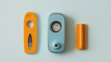 A vibrant food thermometer set on a pastel background, ideal for culinary themes and lifestyle blogs, perfectly blending functionality with style in the kitchen.の素材